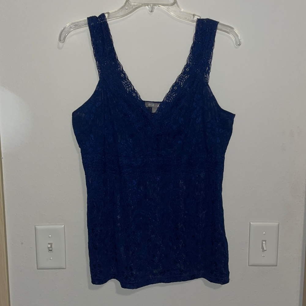 Blue lace tank top